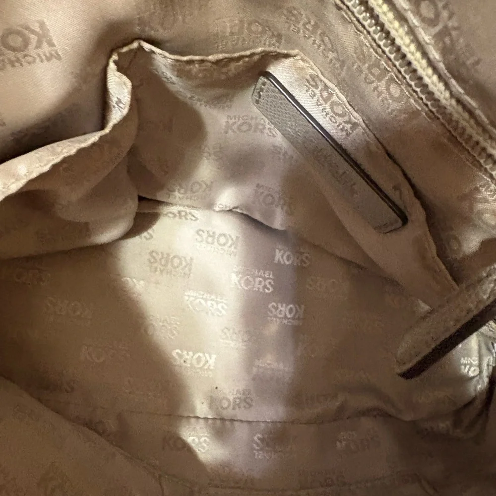 Michael Kors Taupe Satchel with Gold Accents